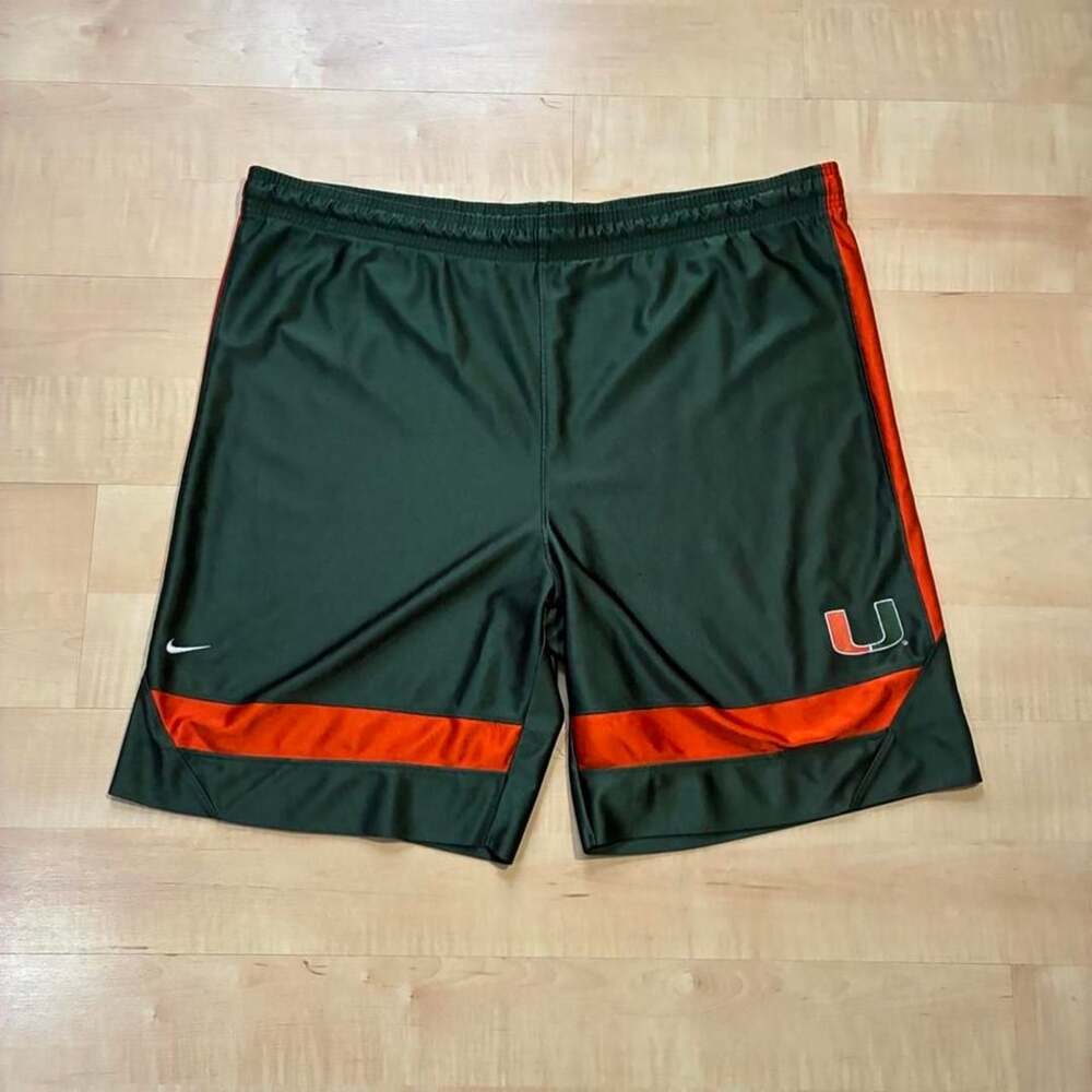 Vintage Y2K Nike Team Miami Hurricanes Basketball Shorts Green L